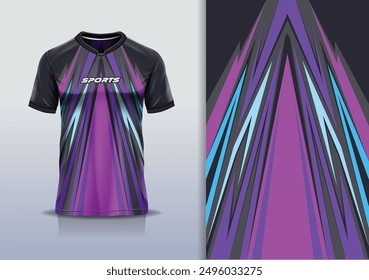 Sport jersey design template mockup stripe line racing for football soccer, running, esports, black purple blue color