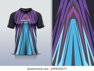 Sport jersey design template mockup stripe line racing for football soccer, running, esports, black purple blue color