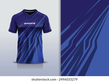 Sport jersey design template mockup stripe line racing for football soccer, running, esports, blue navy color