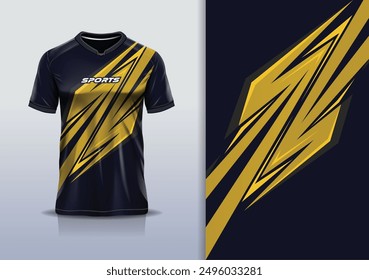 Sport jersey design template mockup stripe line racing for football soccer, running, esports, gold black color