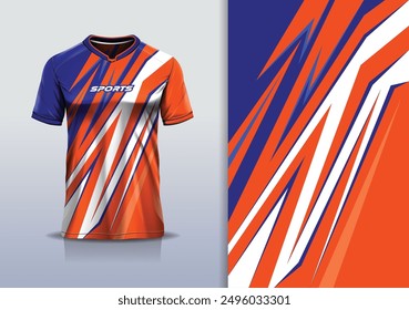 Sport jersey design template mockup stripe line racing for football soccer, running, esports, blue white orange color