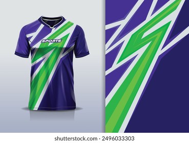 Sport jersey design template mockup stripe line racing for football soccer, running, esports, green white blue color