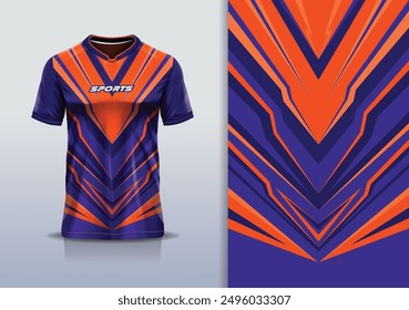 Sport jersey design template mockup stripe line racing for football soccer, running, esports, blue orange color