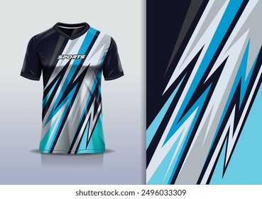 Sport jersey design template mockup stripe line racing for football soccer, running, esports, blue white black color