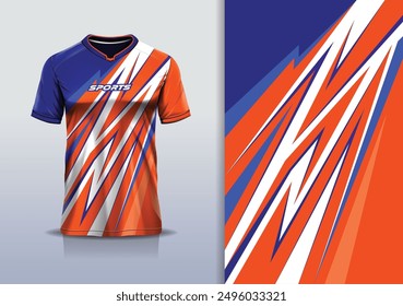 Sport jersey design template mockup stripe line racing for football soccer, running, esports, blue white orange color