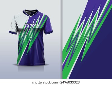 Sport jersey design template mockup stripe line racing for football soccer, running, esports, green white blue color