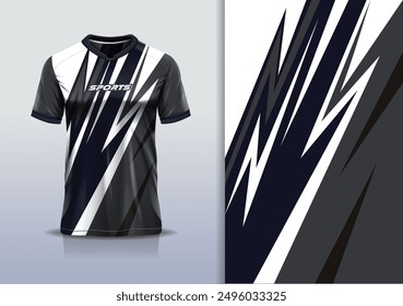 Sport jersey design template mockup stripe line racing for football soccer, running, esports, black white color