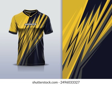 Sport jersey design template mockup stripe line racing for football soccer, running, esports, gold black color