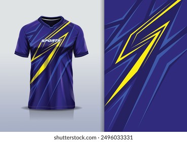 Sport jersey design template mockup stripe line racing for football soccer, running, esports, blue navy yellow color