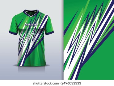 Sport jersey design template mockup stripe line racing for football soccer, running, esports, green white blue color