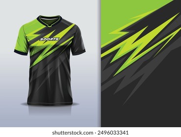 Sport jersey design template mockup stripe line racing for football soccer, running, esports, green black color