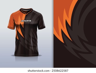 Linha de curva de modelagem de modelo de design de camisa de esporte para futebol futebol, corrida, esportes, cor laranja preta