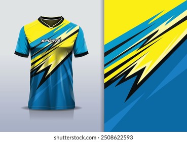 Modelo de design de camisa esporte mockup stripe line corridas para futebol futebol, corrida, esportes, cor azul