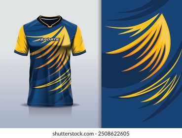 Linha de curva de modelagem de modelo de design de camisa de esporte para futebol futebol, corrida, esportes, cor laranja amarela azul