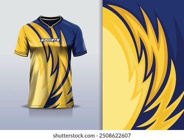 Linha de curva de modelagem de modelo de design de camisa de esporte para futebol futebol, corrida, esportes, cor laranja amarela azul