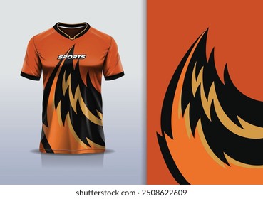 Linha de curva de modelagem de modelo de design de camisa de esporte para futebol futebol, corrida, esportes, cor laranja preta