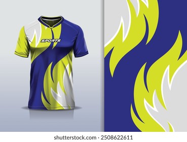 Linha de curva de modelagem de modelo de design de camisa de esporte para futebol futebol, corrida, esportes, cor laranja cinza amarelo azul