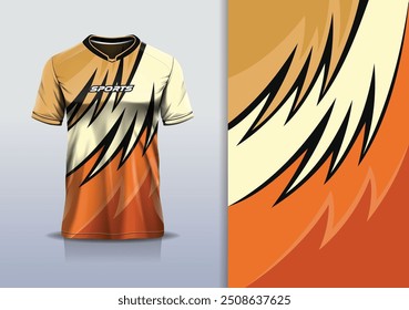 Linha de curva de modelagem de modelo de design de camisa de esporte para futebol futebol, corrida, esportes, cor laranja de ouro preto