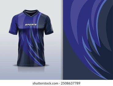 Sport jersey design template mockup curva linha de corrida para futebol futebol, corrida, esportes, cor preta azul