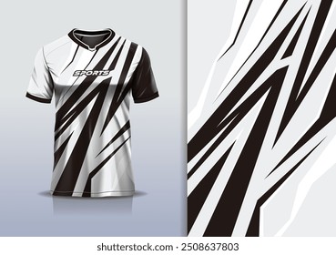 Modelo de design de camisa esporte mockup stripe line corridas para futebol futebol, corrida, esportes, cor branca preta