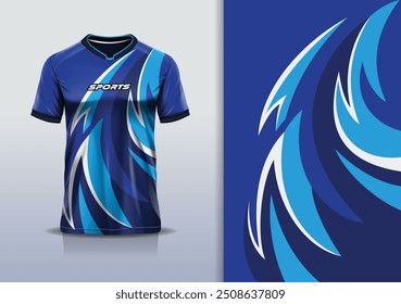 Sport jersey design template mockup curva linha de corrida para futebol futebol americano, corrida, esportes, cor azul