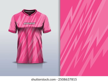 Sport jersey design template mockup stripe line racing for football soccer, running, esports, pink color