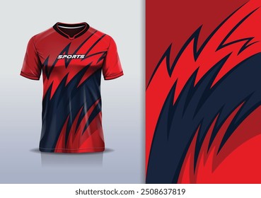 Linha de curva de maquete de modelo de design de camisa de esporte para futebol futebol, corrida, esportes, cor vermelha preta