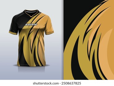 Sport jersey design template mockup curva linha de corrida para futebol futebol americano, corrida, esportes, cor preta dourada