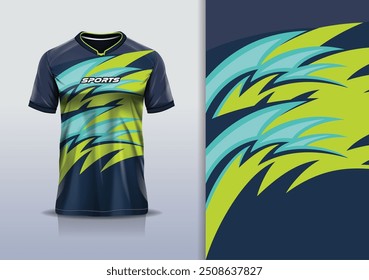 Sport jersey design template mockup curva linha de corrida para futebol futebol americano, corrida, esportes, verde amarelo cor preta
