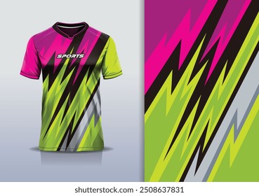 Modelo de design de camisa esporte mockup stripe line corridas para futebol futebol, corrida, esportes, roxo verde cinza preto cor
