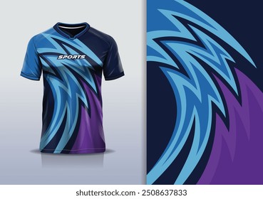 Sport jersey design template mockup curva linha de corrida para futebol futebol, corrida, esportes, azul roxo cor preta