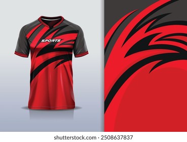 Sport jersey design template mockup curva linha de corrida para futebol futebol americano, corrida, esportes, cor vermelha preta