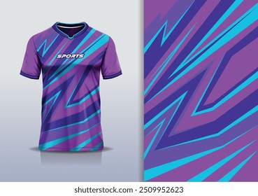 Sport jersey design template mockup curva linha de corrida para futebol futebol, corrida, esportes, cor roxa azul