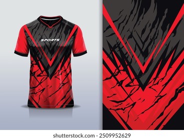 Modelo de design de camisa esporte mockup curva linha grunge corridas para futebol futebol, corrida, esportes, cor preta vermelha