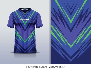 Sport jersey design template mockup curva linha de corrida para futebol futebol, corrida, esportes, cor verde azul