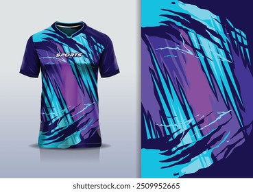 Modelo de design de camisa esporte mockup curva linha grunge corridas para futebol futebol, corrida, esportes, preto azul cor roxa