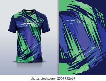 Modelo de design de camisa esporte mockup curva linha grunge corridas para futebol futebol, corrida, esportes, preto verde cor roxa