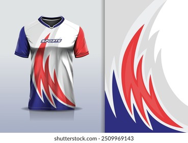 Sport jersey design template mockup curva linha de corrida para futebol futebol americano, corrida, esportes, azul vermelho cinza cor	
