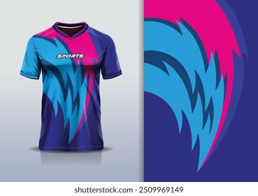 Sport jersey design template mockup curva linha de corrida para futebol futebol, corrida, esportes, cor rosa azul	
