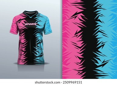 Modelo de design de camisa esporte mockup curva linha abstrata corridas para futebol futebol futebol, corrida, esportes, cor azul rosa