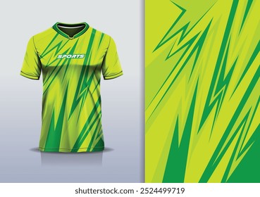 Línea aguda de la maqueta de la Plantilla del diseño del jersey del deporte para el fútbol, correr, eSports, color verde del limón