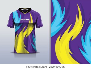 Linha de curva de cauda de modelo de design de camisa de esporte para futebol futebol, corrida, esportes, azul amarelo cor roxa