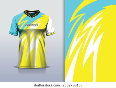 Linha de curva de modelagem de modelo de design de camisa de esporte para futebol futebol, corrida, esportes, cor branca azul amarela