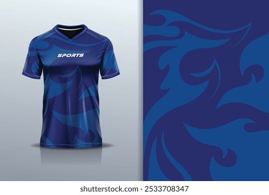 Modelo de design de camisa esporte mockup tribal para futebol futebol, corrida, esportes, cor azul