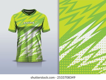 Modelo de design de camisa de esporte mockup linha afiada e polca padrão para futebol futebol, corrida, esportes, cor verde limão	