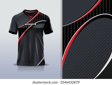 Linha de curva de modelagem de modelo de design de camisa de esporte simples para futebol futebol, corrida, esportes, cor preta vermelha