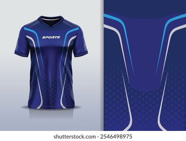 Línea de la curva de la maqueta de la Plantilla del diseño del jersey del deporte para las carreras, correr, eSports, color azul marino