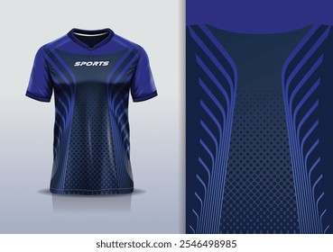 Linha de curva de maquete de modelo de design de camisa de esporte para corrida, corrida, esportes, cor azul marinho