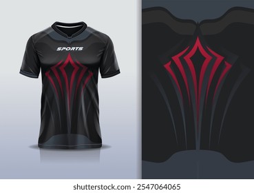 Curva de maquete de modelo de design de camisa de esporte e linha de diamante para corrida, corrida, esportes, cor cinza vermelha