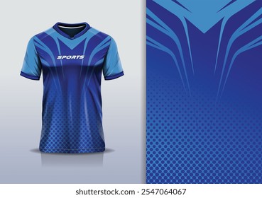 Modelo de design de camisa de esporte modelagem curva padrão de diamante linha para corrida, corrida, esportes, azul marinho gradiente cor